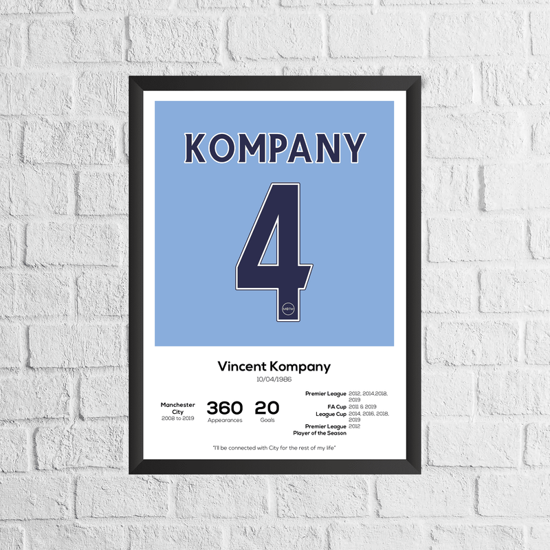 Vincent Kompany Legend Stats Print