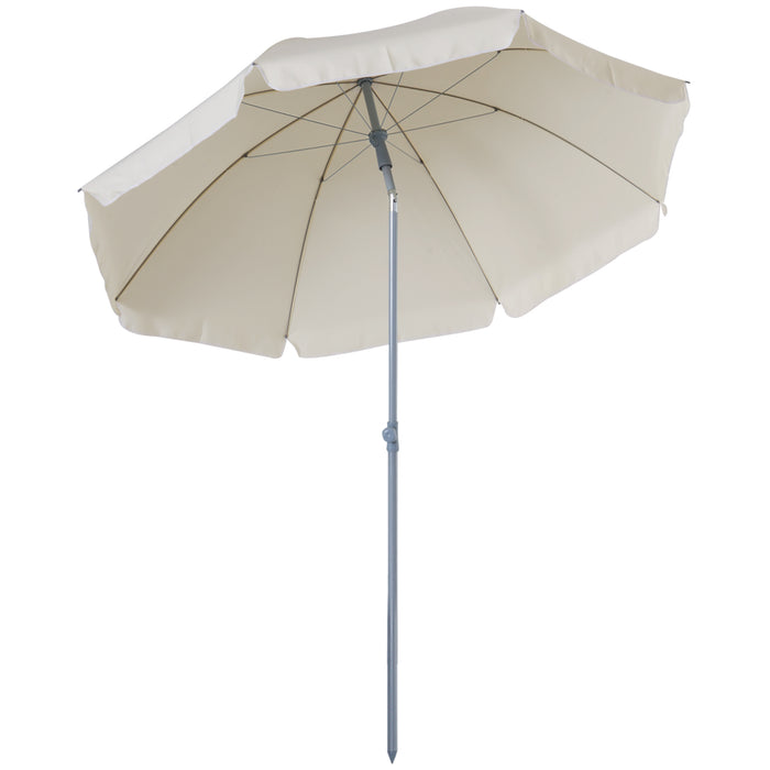 2.2M Tilt Beach Umbrella Parasol-Cream White