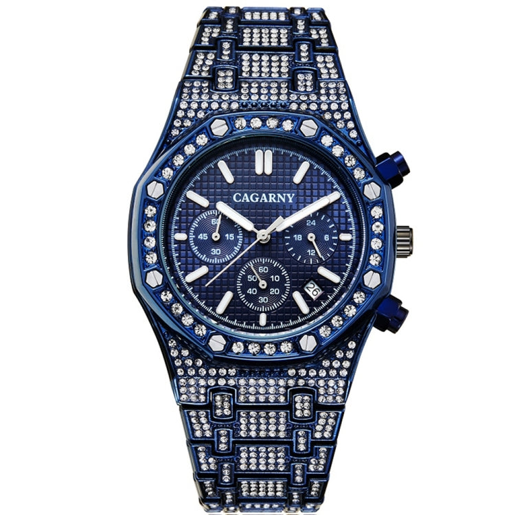 CAGARNY 6881 Diamond-studded Six-needles Guartz Dual Movement Watch Men Stainless Steel Strap Watch (Gold Shell Gold Dial), WA0334JB, WA0334JW, WA0334L, WA0334SB, WA0334SW