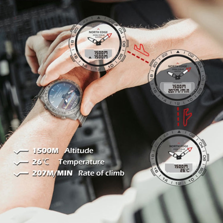 North Edge GAVIA Men Outdoor Sport 50m Waterproof Smart Digital Watch Diving Watch, Support Barometer & Pedometer, GAVIA
