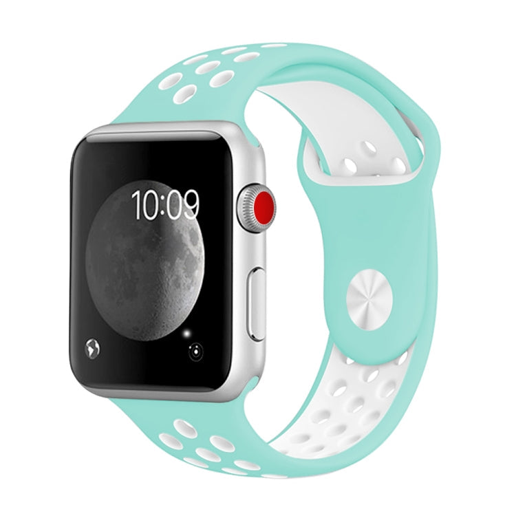 For Apple Watch Series 10 42mm / 9&8&7 41mm / SE 3&SE 2&6&SE&5&4 40mm / 3&2&1 38mm Fashionable Classical Silicone Sport Watch Band(Grey White), WA1230A, WA1230B, WA1230BG, WA1230BH, WA1230BL, WA1230BM, WA1230BR, WA1230BY, WA1230C, WA1230D, WA1230DW...