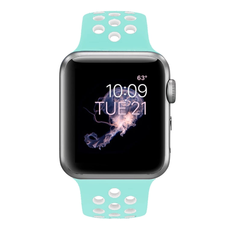 For Apple Watch Series 10 42mm / 9&8&7 41mm / SE 3&SE 2&6&SE&5&4 40mm / 3&2&1 38mm Fashionable Classical Silicone Sport Watch Band(Grey White), WA1230A, WA1230B, WA1230BG, WA1230BH, WA1230BL, WA1230BM, WA1230BR, WA1230BY, WA1230C, WA1230D, WA1230DW...