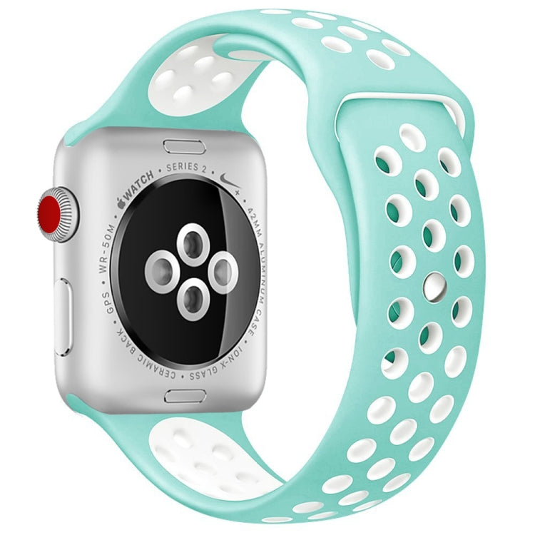 For Apple Watch Series 10 42mm / 9&8&7 41mm / SE 3&SE 2&6&SE&5&4 40mm / 3&2&1 38mm Fashionable Classical Silicone Sport Watch Band(Grey White), WA1230A, WA1230B, WA1230BG, WA1230BH, WA1230BL, WA1230BM, WA1230BR, WA1230BY, WA1230C, WA1230D, WA1230DW...