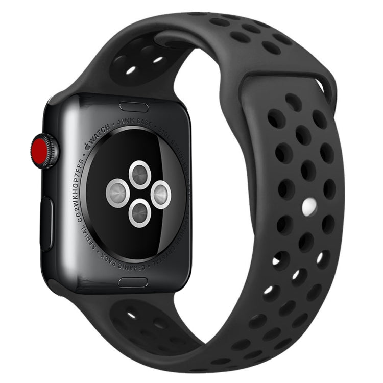 For Apple Watch Series 10 42mm / 9&8&7 41mm / SE 3&SE 2&6&SE&5&4 40mm / 3&2&1 38mm Fashionable Classical Silicone Sport Watch Band(Grey White), WA1230A, WA1230B, WA1230BG, WA1230BH, WA1230BL, WA1230BM, WA1230BR, WA1230BY, WA1230C, WA1230D, WA1230DW...