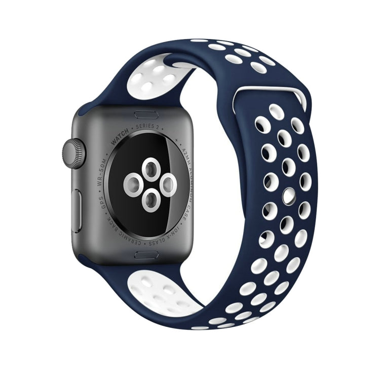 For Apple Watch Series 10 42mm / 9&8&7 41mm / SE 3&SE 2&6&SE&5&4 40mm / 3&2&1 38mm Fashionable Classical Silicone Sport Watch Band(Grey White), WA1230A, WA1230B, WA1230BG, WA1230BH, WA1230BL, WA1230BM, WA1230BR, WA1230BY, WA1230C, WA1230D, WA1230DW...