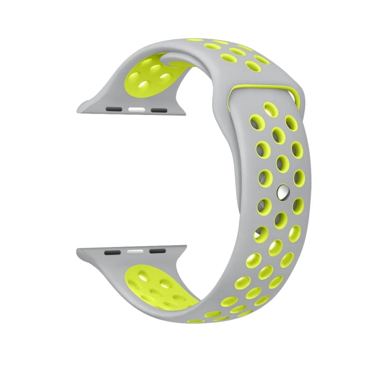 For Apple Watch Series 10 42mm / 9&8&7 41mm / SE 3&SE 2&6&SE&5&4 40mm / 3&2&1 38mm Fashionable Classical Silicone Sport Watch Band(Grey White), WA1230A, WA1230B, WA1230BG, WA1230BH, WA1230BL, WA1230BM, WA1230BR, WA1230BY, WA1230C, WA1230D, WA1230DW...