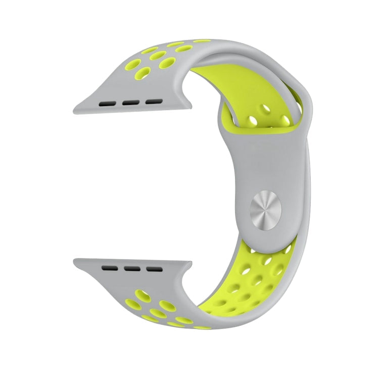 For Apple Watch Series 10 42mm / 9&8&7 41mm / SE 3&SE 2&6&SE&5&4 40mm / 3&2&1 38mm Fashionable Classical Silicone Sport Watch Band(Grey White), WA1230A, WA1230B, WA1230BG, WA1230BH, WA1230BL, WA1230BM, WA1230BR, WA1230BY, WA1230C, WA1230D, WA1230DW...