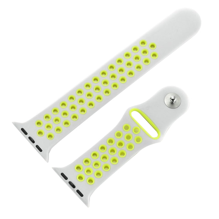 For Apple Watch Series 10 42mm / 9&8&7 41mm / SE 3&SE 2&6&SE&5&4 40mm / 3&2&1 38mm Fashionable Classical Silicone Sport Watch Band(Grey White), WA1230A, WA1230B, WA1230BG, WA1230BH, WA1230BL, WA1230BM, WA1230BR, WA1230BY, WA1230C, WA1230D, WA1230DW...