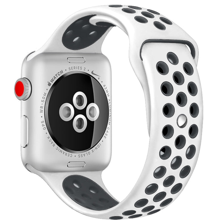 For Apple Watch Series 10 42mm / 9&8&7 41mm / SE 3&SE 2&6&SE&5&4 40mm / 3&2&1 38mm Fashionable Classical Silicone Sport Watch Band(Grey White), WA1230A, WA1230B, WA1230BG, WA1230BH, WA1230BL, WA1230BM, WA1230BR, WA1230BY, WA1230C, WA1230D, WA1230DW...