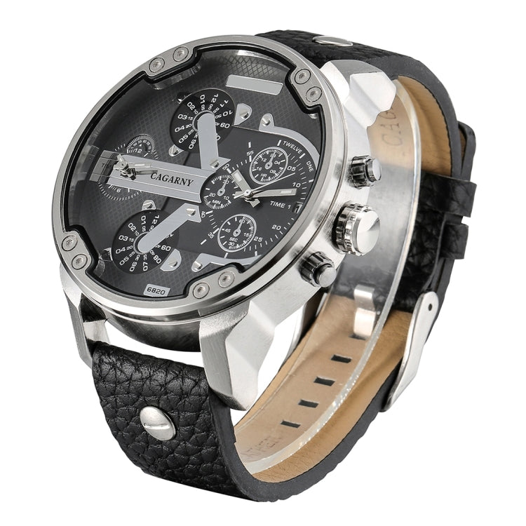 CAGARNY 6820 Fashionable Multifunctional Style Quartz Business Sport Wrist Watch with Leather Band & GMT Time & Calendar & Luminous Display for Men(Brown Band White Window), Brown Band White Window, Black Band White Window, Brown Band Blue Window...