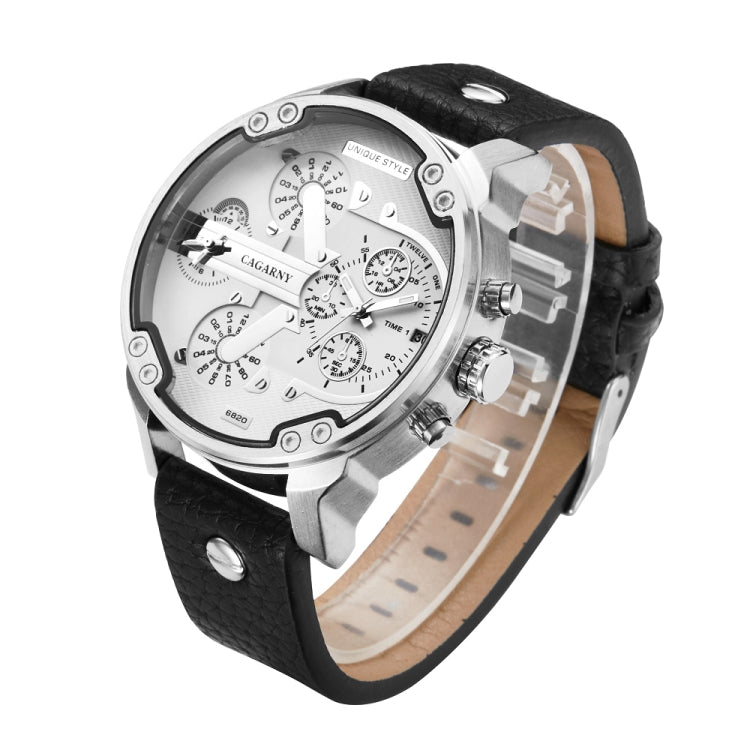 CAGARNY 6820 Fashionable Multifunctional Style Quartz Business Sport Wrist Watch with Leather Band & GMT Time & Calendar & Luminous Display for Men(Brown Band White Window), Brown Band White Window, Black Band White Window, Brown Band Blue Window...