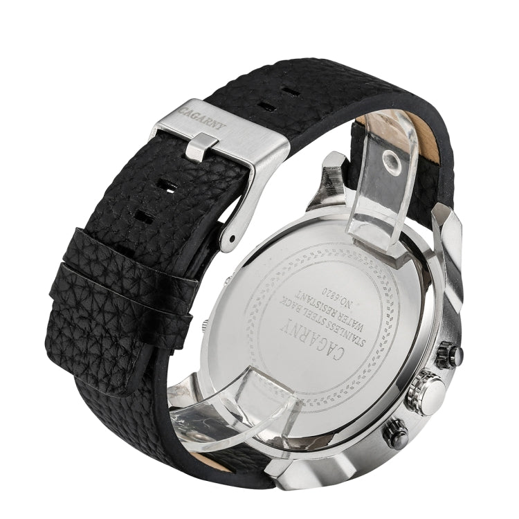 CAGARNY 6820 Fashionable Multifunctional Style Quartz Business Sport Wrist Watch with Leather Band & GMT Time & Calendar & Luminous Display for Men(Brown Band White Window), Brown Band White Window, Black Band White Window, Brown Band Blue Window...
