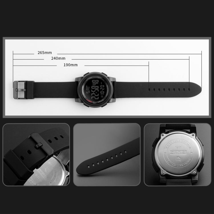 SKMEI 1257 Men Fashionable Outdoor 50m Waterproof Digital Watch Sports Wrist Watch