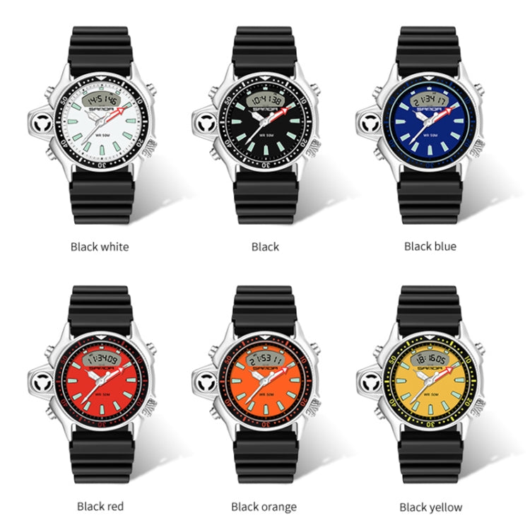 SANDA 3008 Multifunctional Men Outdoor Sports Noctilucent 50m Waterproof Digital Wrist Watch