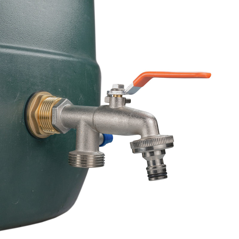 Water Butt Brass Kit 3/4" with Double Tap and Drill Bit