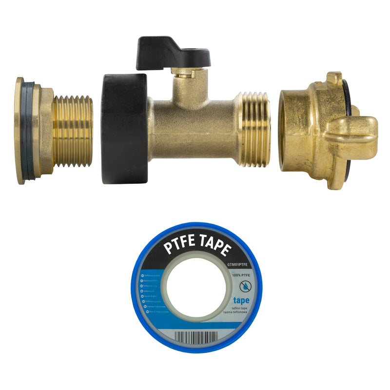Water Butt Brass Kit 3/4" with Brass Valve + Geka