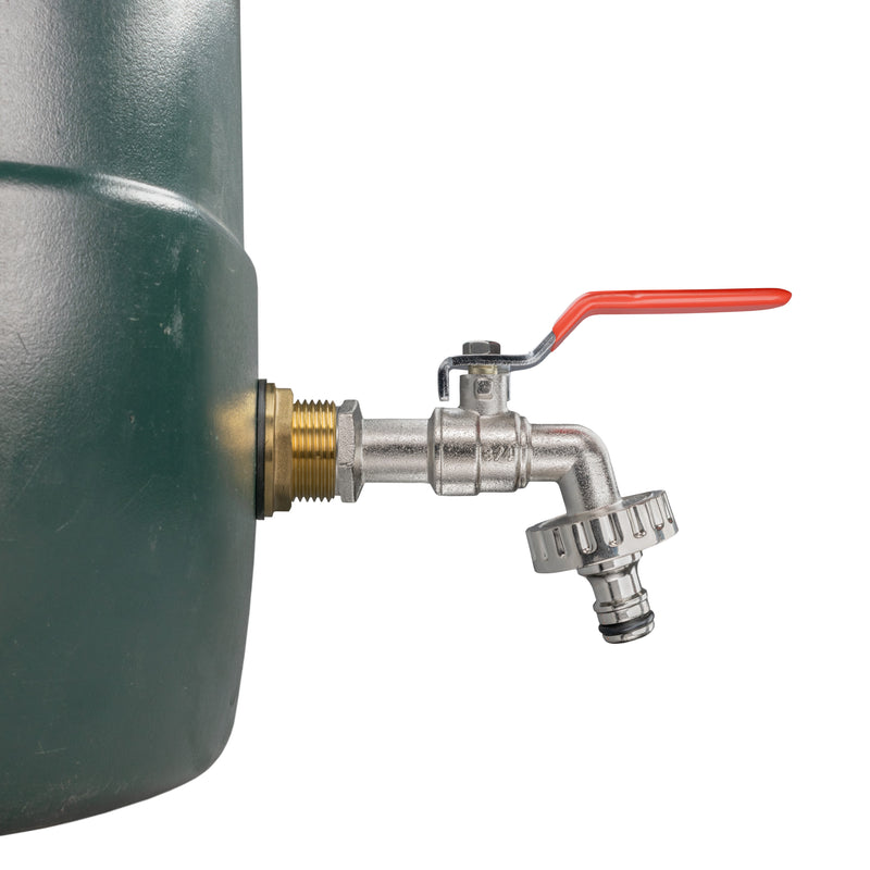 Water Butt Brass Kit 1" with Quick Connect Lever Tap