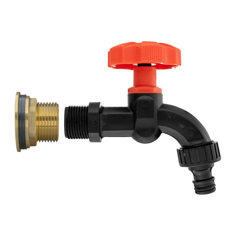 Water Butt Brass Kit 1" with Black Dial Tap