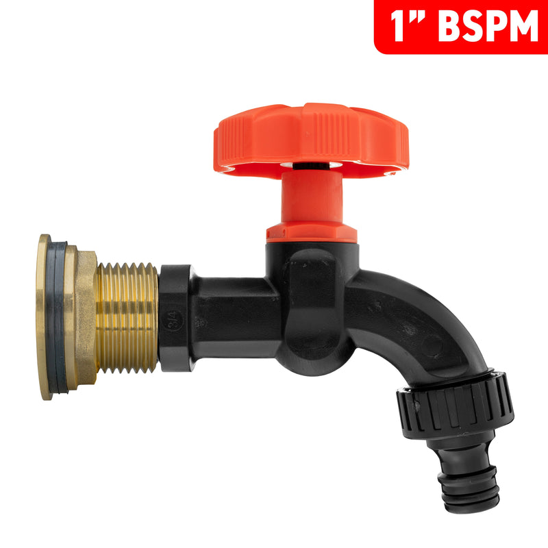 Water Butt Brass Kit 1" with Black Dial Tap