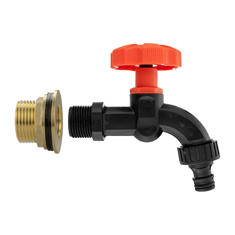 Water Butt Brass Kit 1" with Black Dial Tap