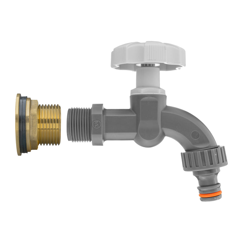 Water Butt Brass Kit 1" with Grey Dial Tap