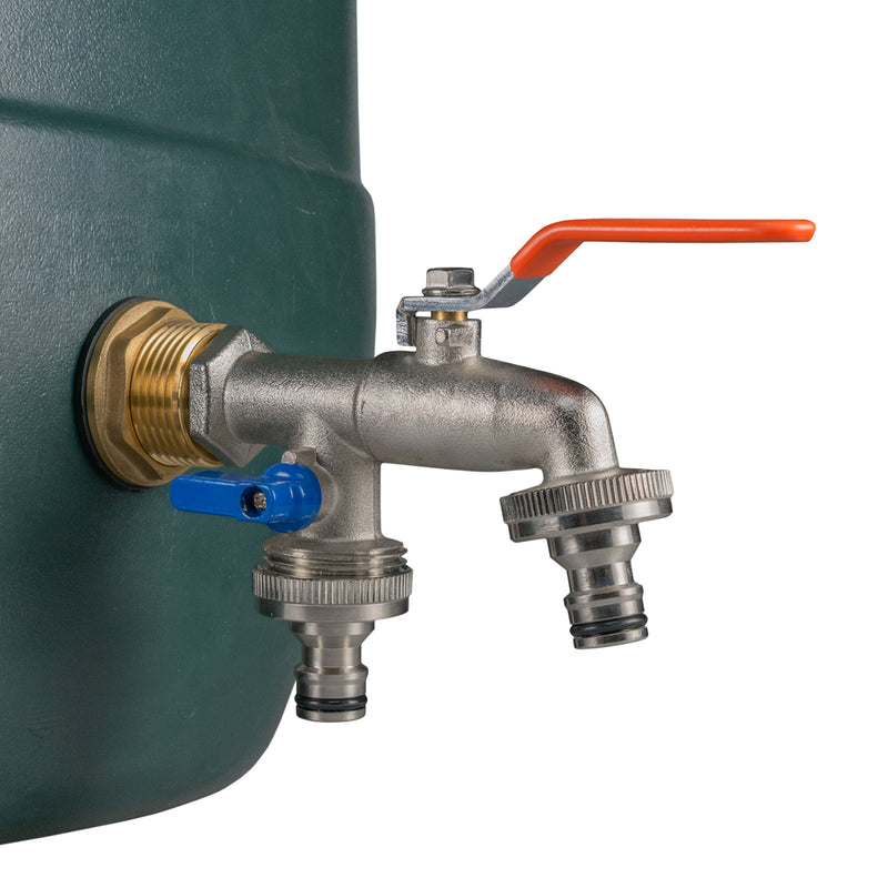 Water Butt Brass Kit 1" with Double Quick Connect Tap