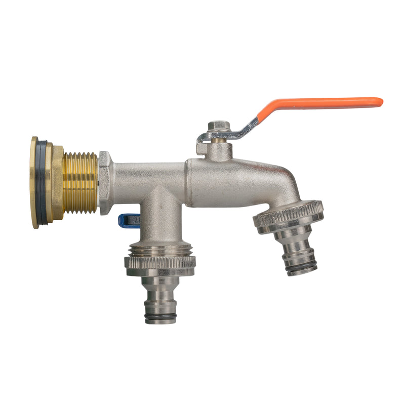 Water Butt Brass Kit 1" with Double Quick Connect Tap