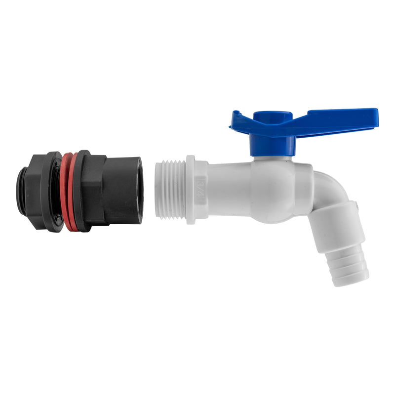 Water Butt Kit 3/4" with White PVC Tap