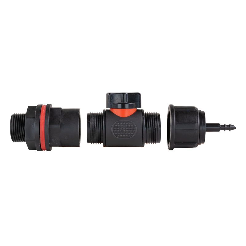 Water Butt Kit 3/4" with In-Line Valve + 4mm Micro Barb