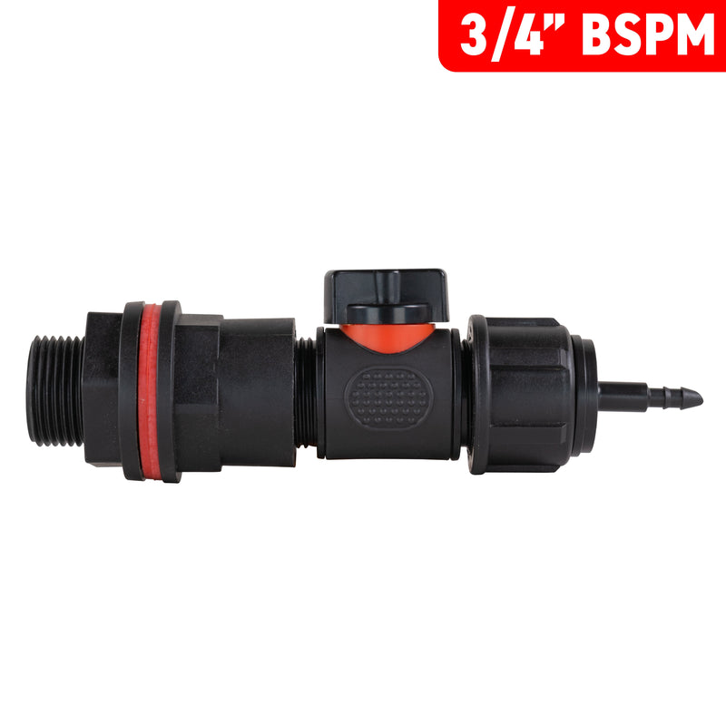 Water Butt Kit 3/4" with In-Line Valve + 4mm Micro Barb
