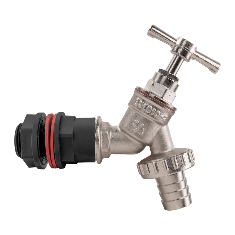 Water Butt Kit 3/4" with Nickel Plated Barbed Tap