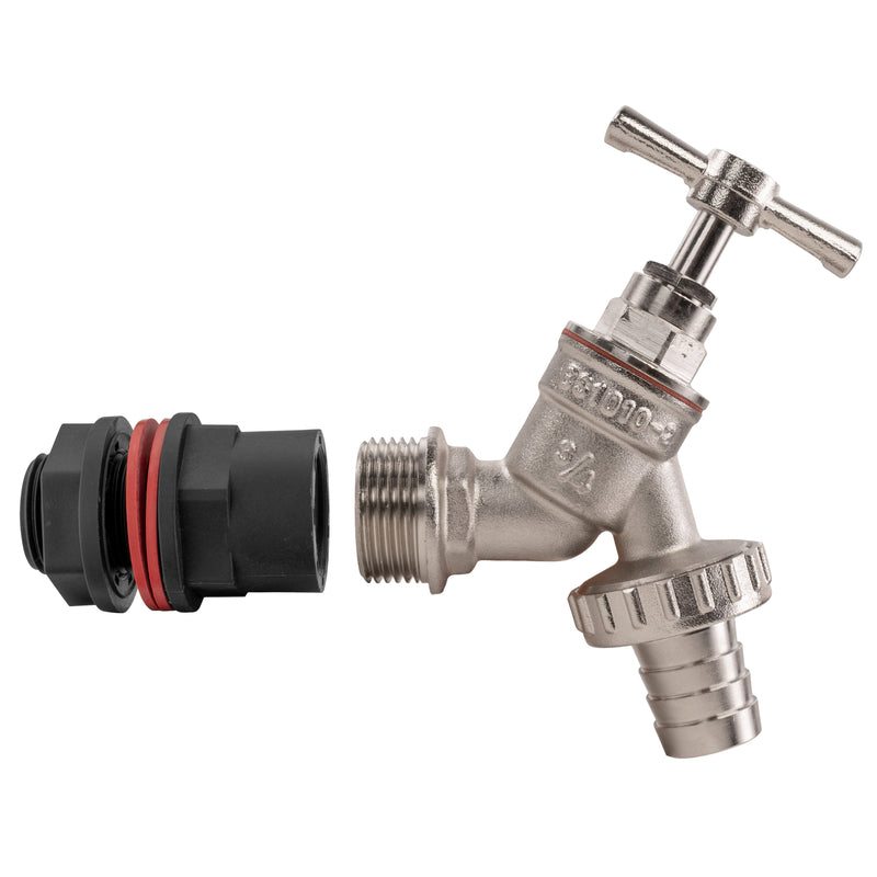 Water Butt Kit 3/4" with Nickel Plated Barbed Tap