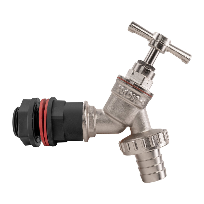 Water Butt Kit 3/4" with Nickel Plated Barbed Tap