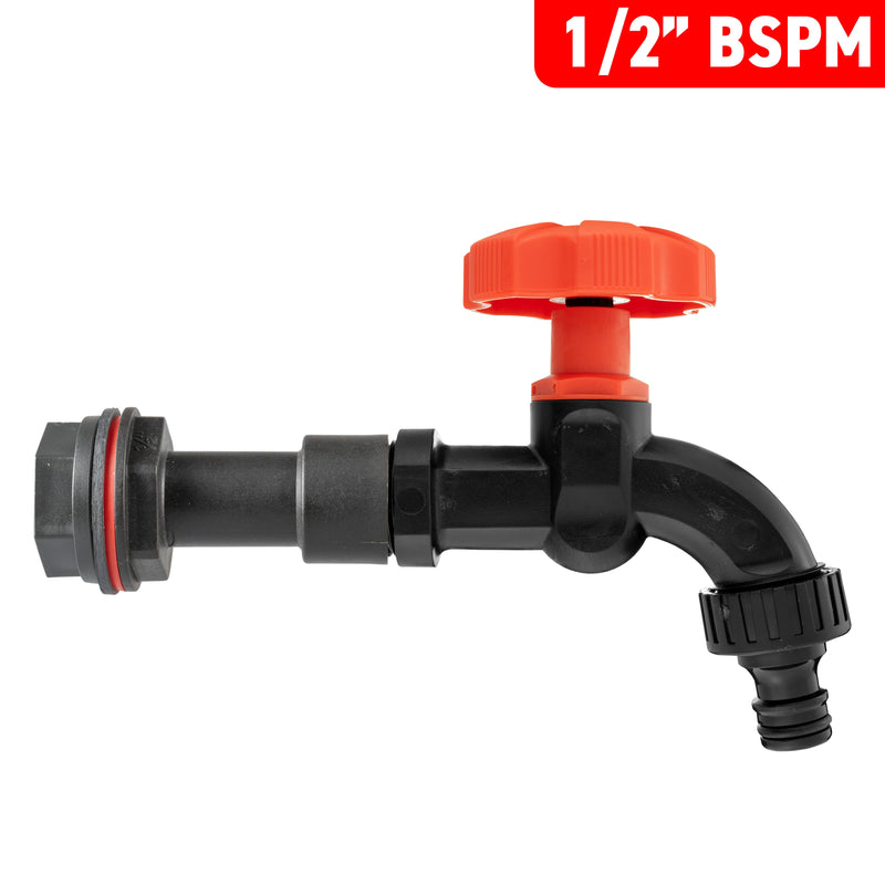 Water Butt Extension Kit 1/2" with Black Dial Tap