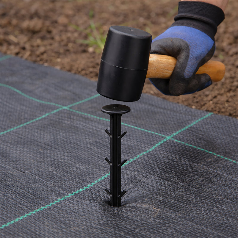50 Heavy Duty Weed Control Fabric Pegs Garden Ground Staples