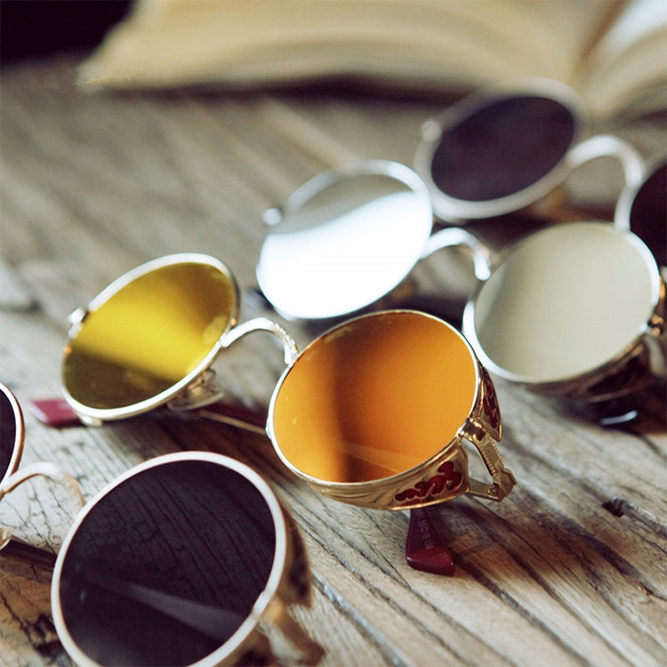 Retro Carved Round Sunglasses, Sunglasses#silver frame gray sheet, Sunglasses#silver frame white mercury, Sunglasses#rimmed gray tablets, Sunglasses#Tyrant gold box gold, Sunglasses#Gold frame gray sheet, Sunglasses#Gold frame red film...