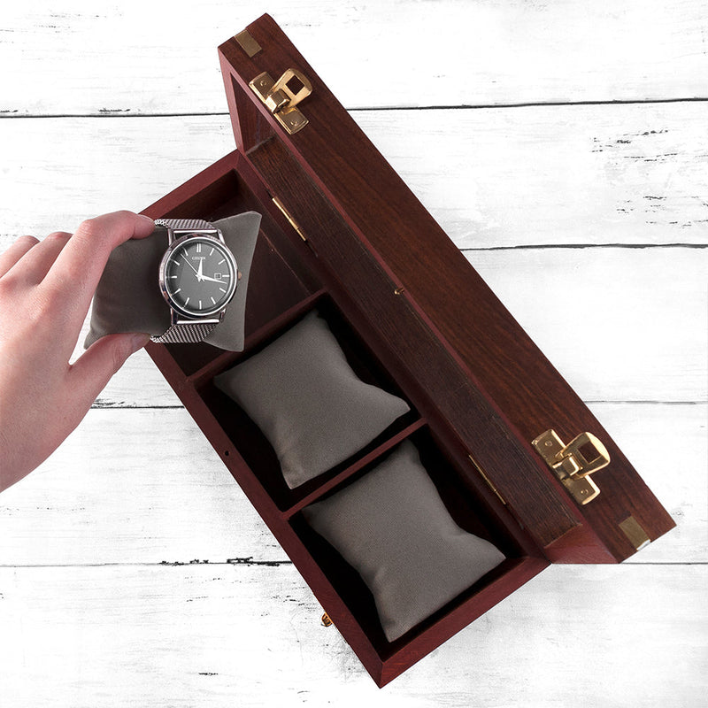 Personalised 3 Piece Wooden Watch Box