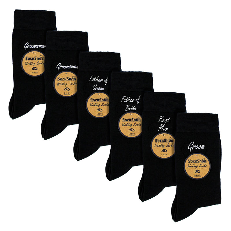 6 Pairs Mens Wedding Socks in Black and Navy with a Giftbox