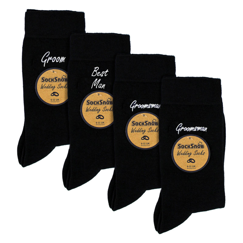 4 Pairs Mens Wedding Socks for Groomsman Groom and Best Man