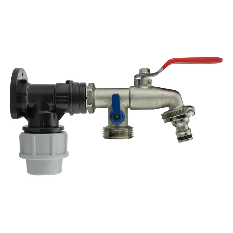 Wall Flange Kit 25mm MDPE + Double Lever Tap ¾” BSP