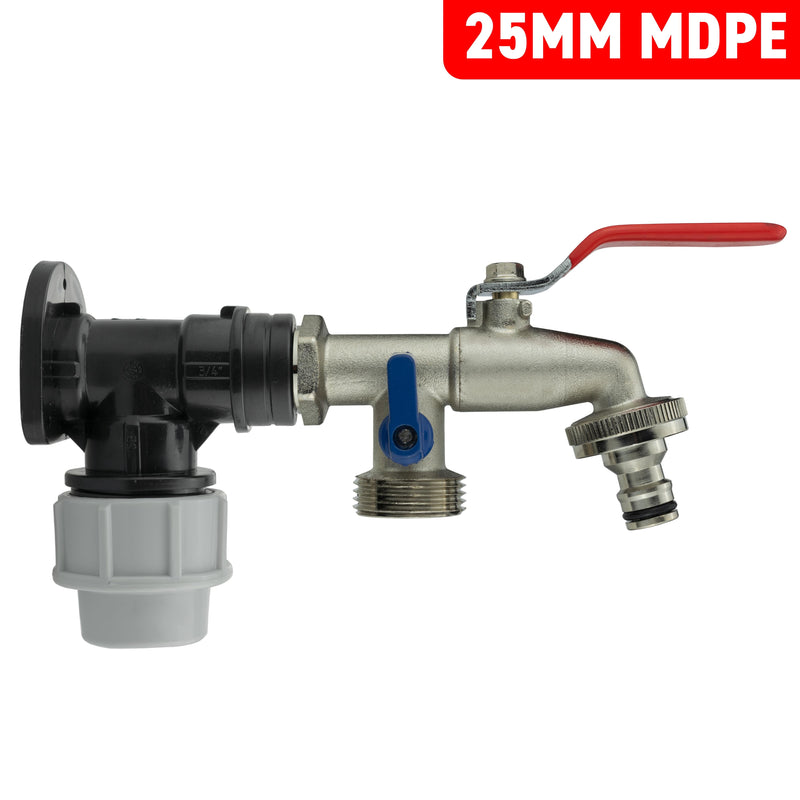 Wall Flange Kit 25mm MDPE + Double Lever Tap ¾” BSP