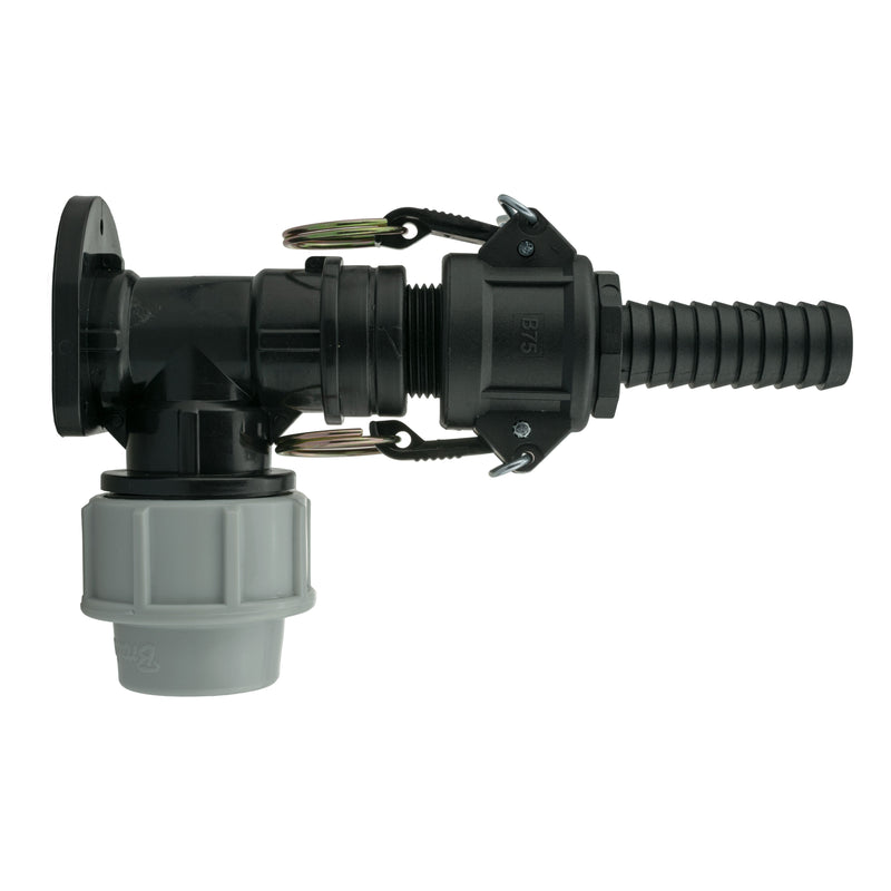 Wall Flange Kit 25mm MDPE + 3/4" Camlock Type B+E