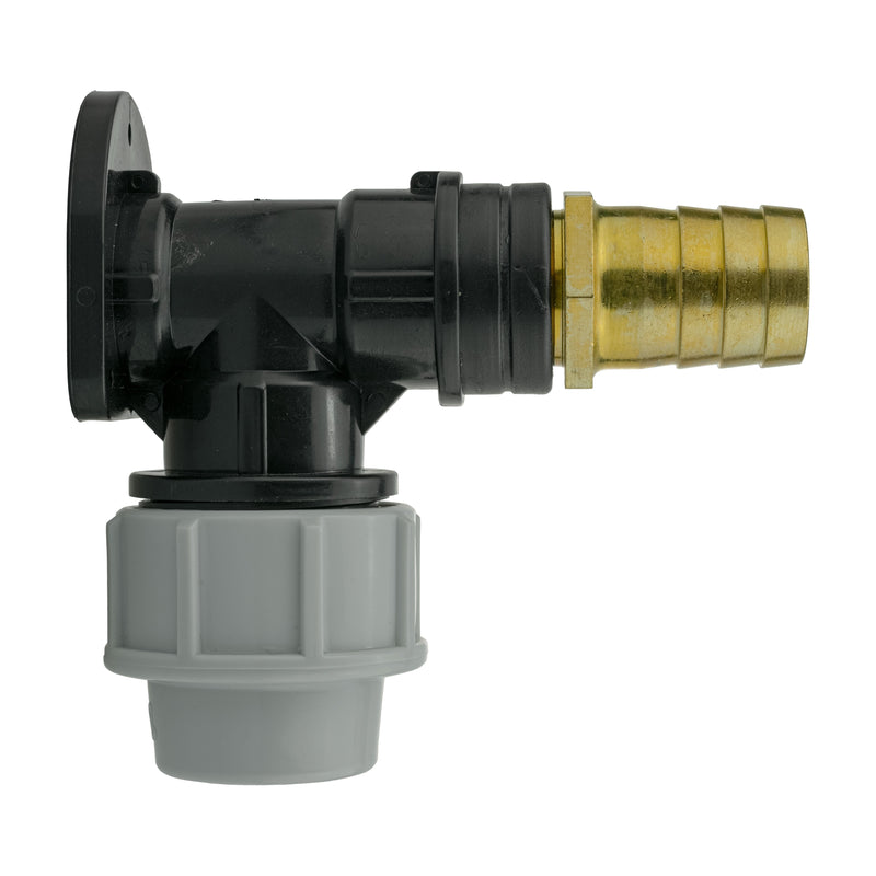 Wall Flange Kit 32mm MDPE + 25mm Brass Barb