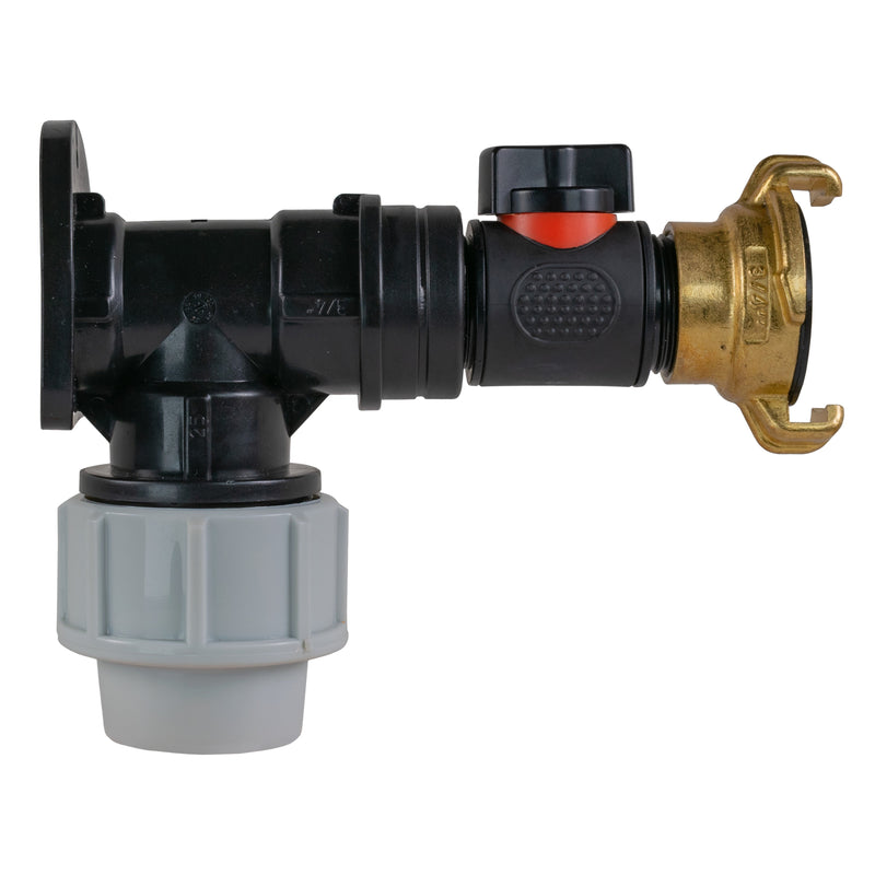 Wall Flange Kit 25mm MDPE + Valve + Geka