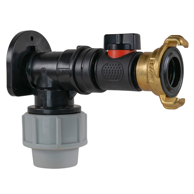 Wall Flange Kit 25mm MDPE + Valve + Geka