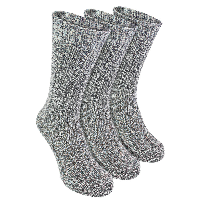 3 Pack Mens Warm Ribbed Knitted Wool Work Boot Socks