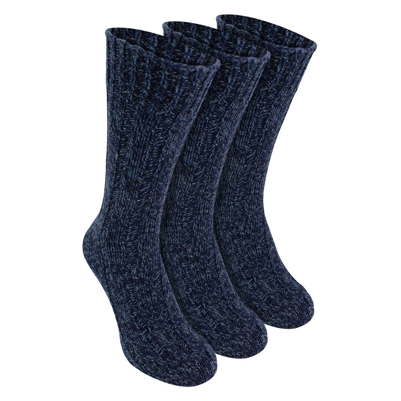 3 Pack Mens Warm Ribbed Knitted Wool Work Boot Socks