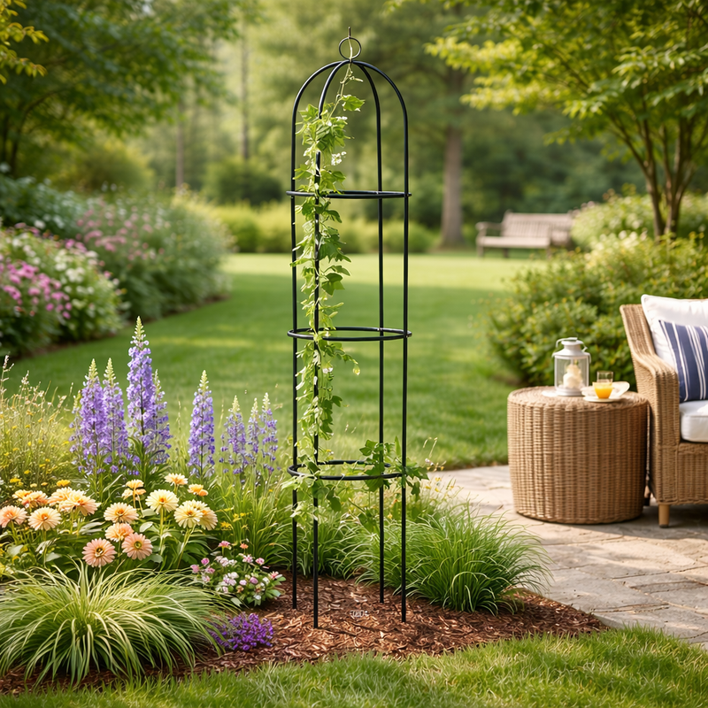 1.9m Metal Garden Obelisk Plant Support Frame