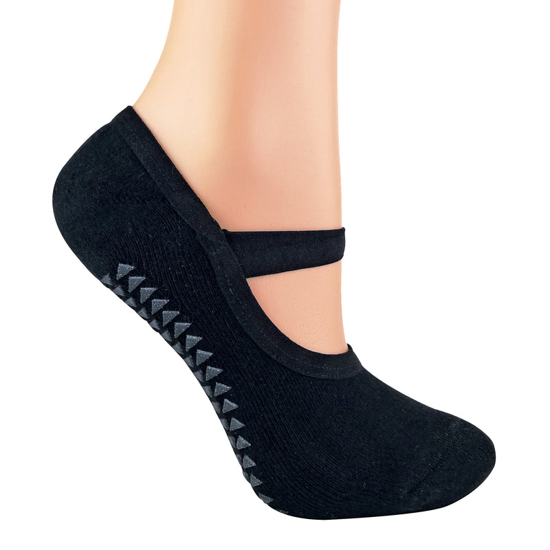 Ladies Cotton Non Slip Yoga Socks with Straps (Multipack Options)
