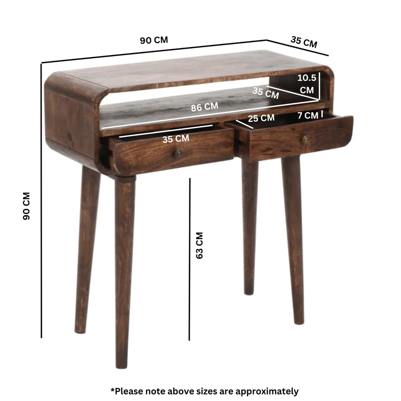 Franklin Dark Mango Wood Console Table with 2 Drawers
